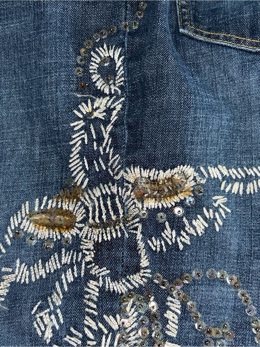 Dorothee Bis Jeans Womens 8 Southwestern Embroidered Flare Leg Medium Wash - Picture 6 of 6